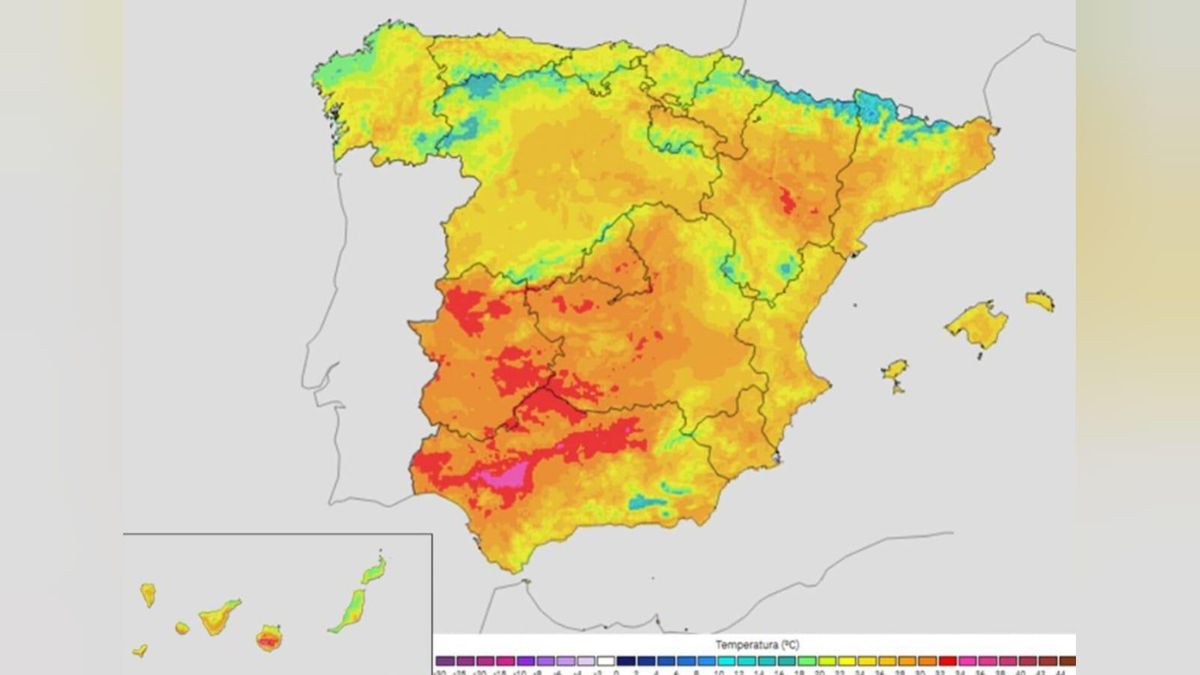 Mapa de las temperaturas en España hoy lunes, 30 de junio.