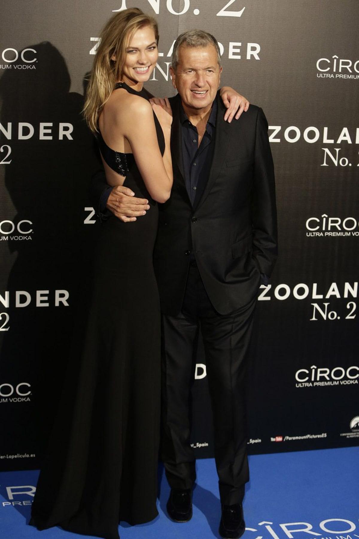 Karlie Kloss y Mario Testino en el estreno de 'Zoolander 2' en Madrid