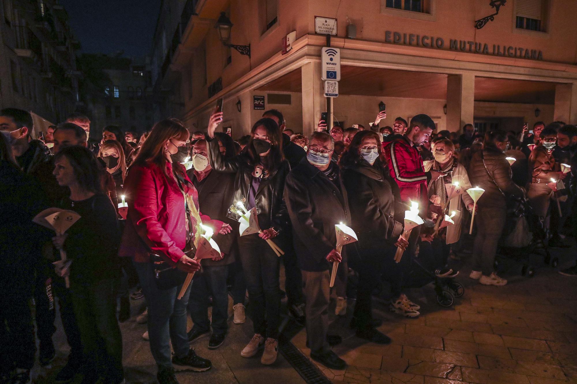 Elche procesiones Jueves santo: La Oracion del Huerto,Nuestra Señora de las Angustias y Maria Santisima de la Salud,La Flagelacion y Gloria,El Silencio,Cristo de Zalamea.