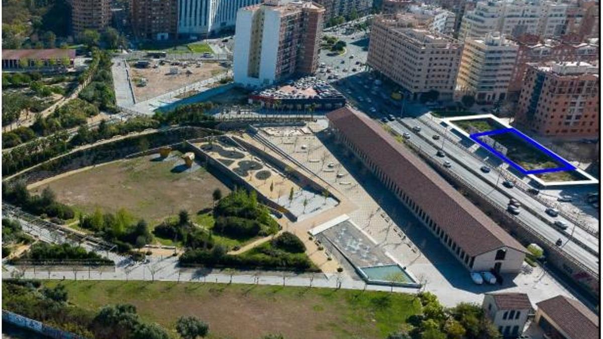Parcelas que se subastan en el ámbito del Parc Central, junto al puente de Giorgeta, que se derribará previsiblemente en 2027