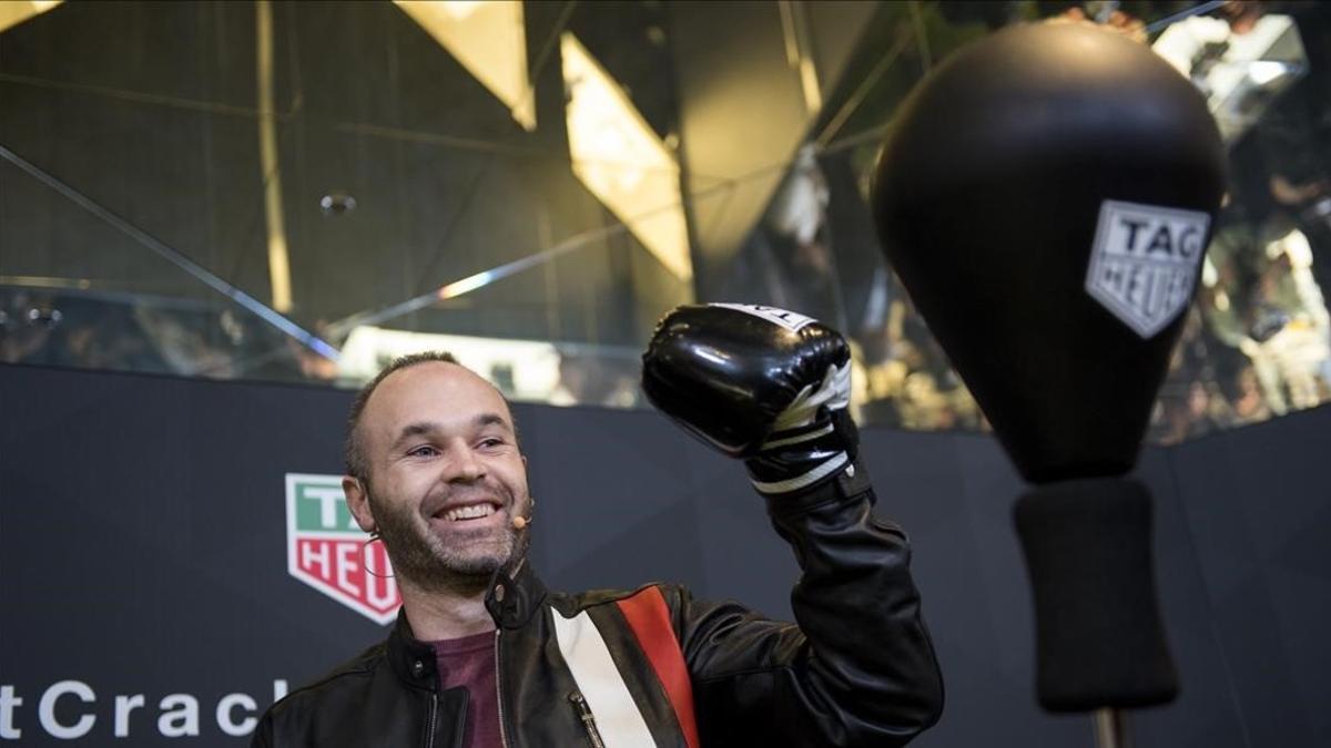 Iniesta, en un acto publicitario en Barcelona.