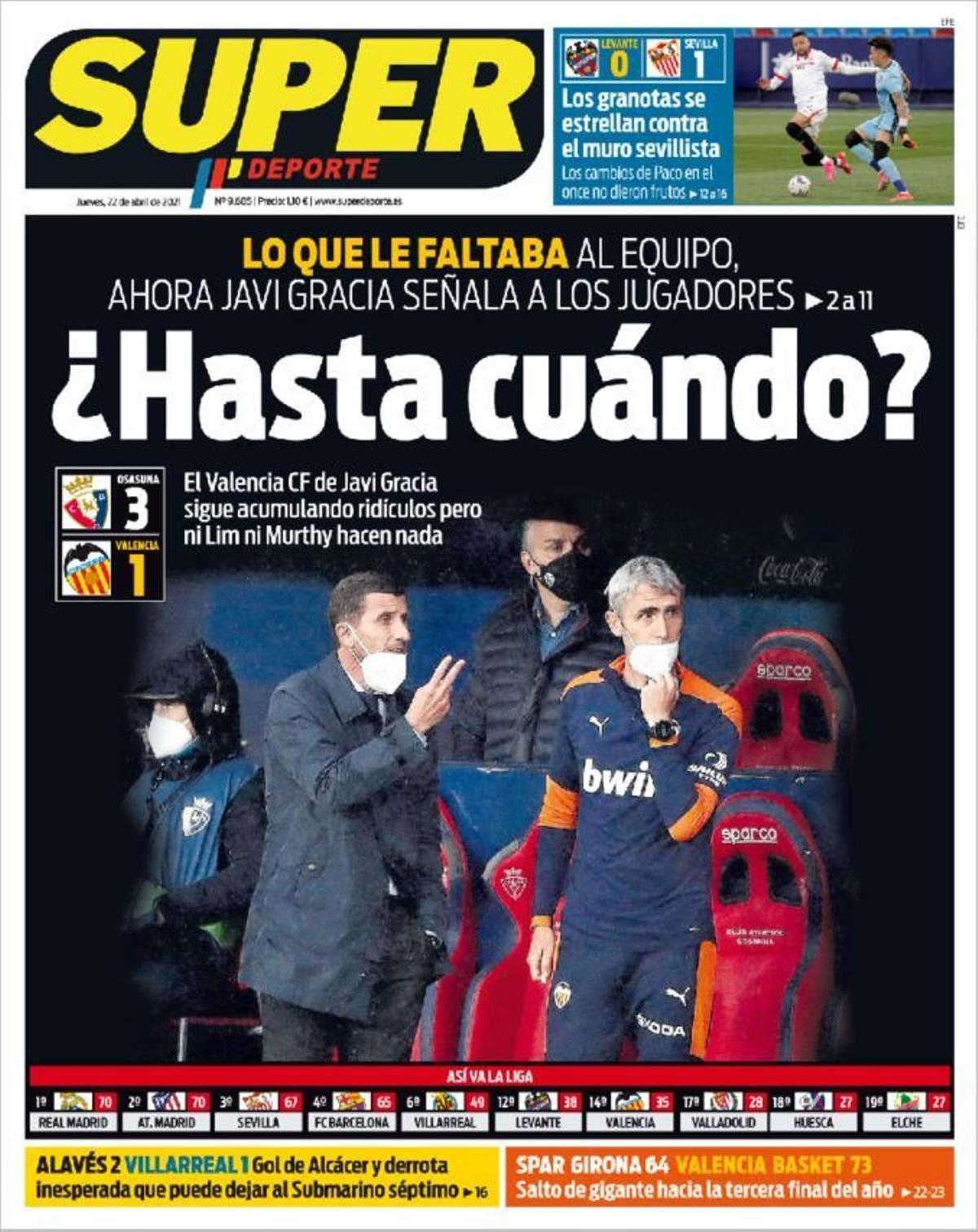 La portada de SUPER de este jueves