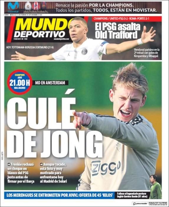 Portada MUNDO DEPORTIVO miércoles 13 de febrero