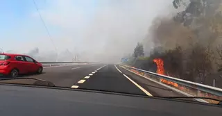 Un incendio cerca la A-52 a su paso por As Neves
