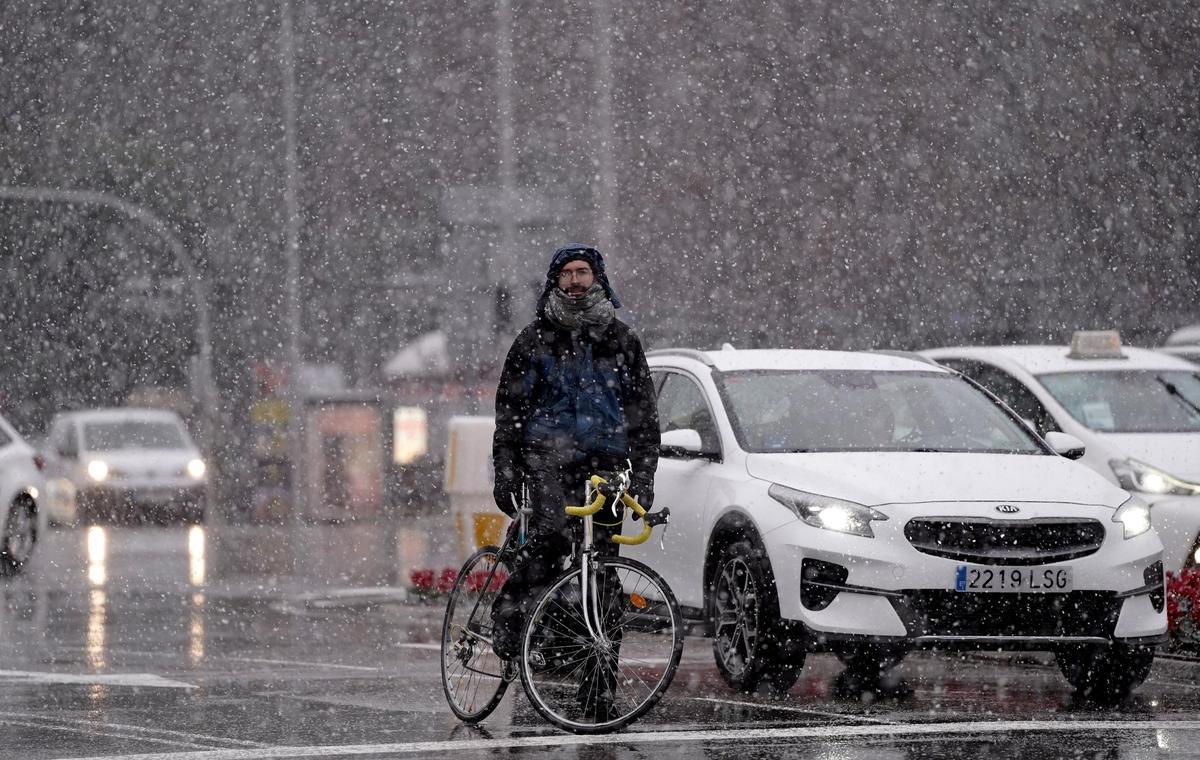 Nevada en el centro de Madrid.