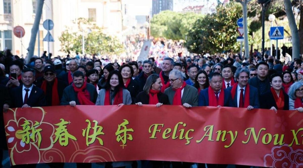 Chinese New Year Barcelona parade - A Chinese New Year celebration parade in Barcelona.