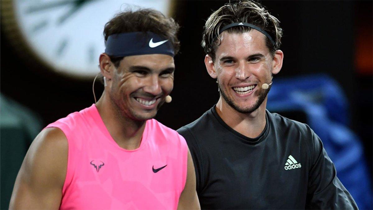 Nadal y Thiem, durante la exhibición benéfica que se hizo antes del torneo