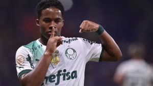 Endrick, en una imagen con la camiseta del Palmeiras de esta temporada