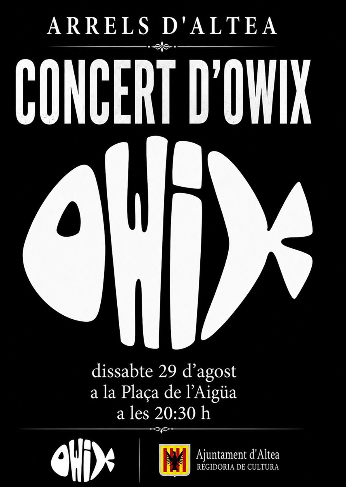 Cartel del concierto del 29 de agosto del ciclo Arrels d'Altea