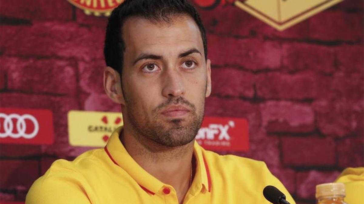 Busquets, durante la rueda de prensa en el St. Regis San Francisco