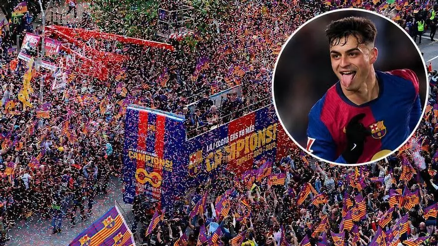 Pedri, uno de los más aclamados en el baño de masas del Barça