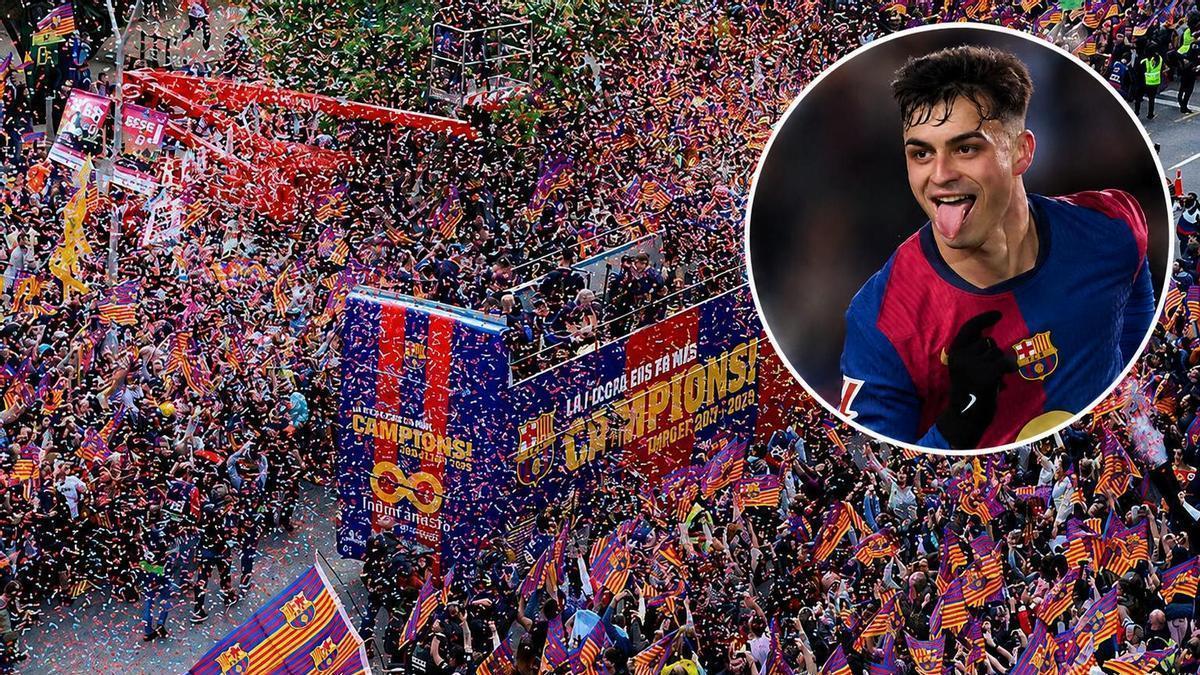 Pedri, uno de los más aclamados en el baño de masas del Barça
