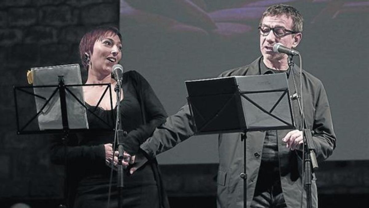 Monia Presta (Ingrid) y Jordi Boixaderas (Salvo Montalbano), ayer en La Capella.