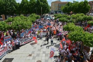 Trabajadores de la planta de Venta de Baños de Siro durante una de las protestas.