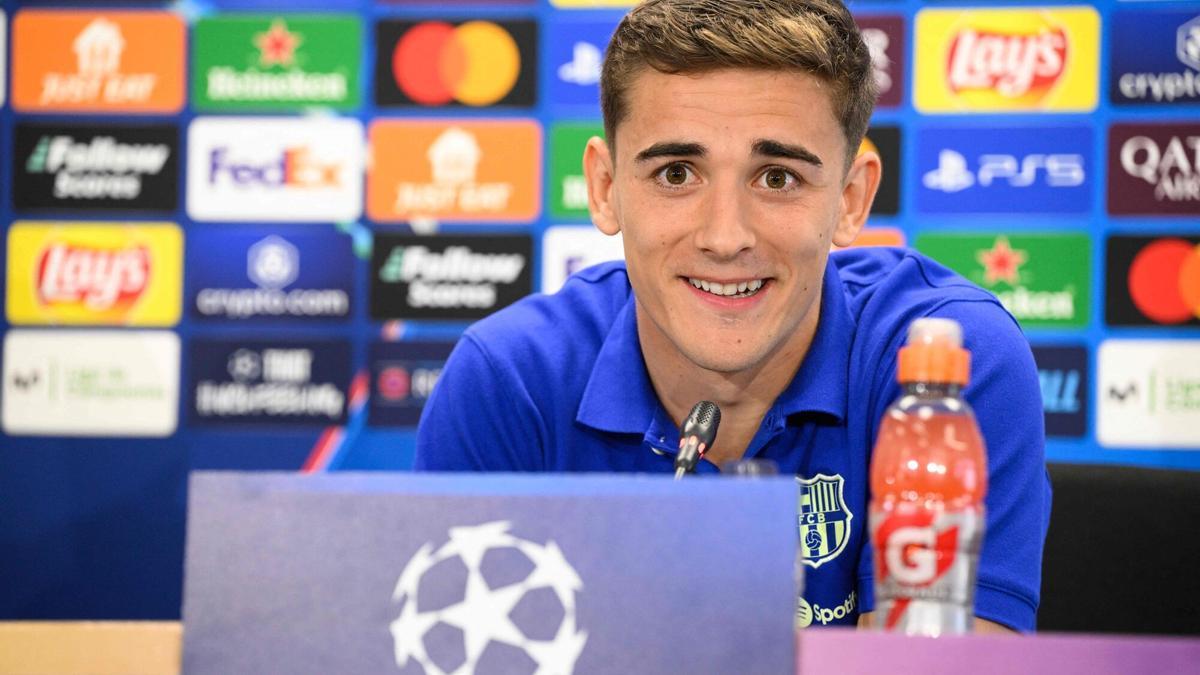 Gavi, durante la rueda de prensa de este martes.