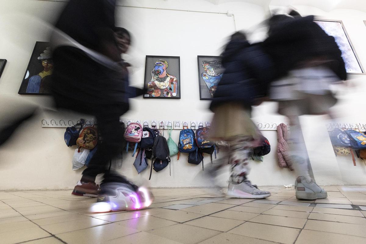 Alumnado en una escuela de Barcelona, este curso.