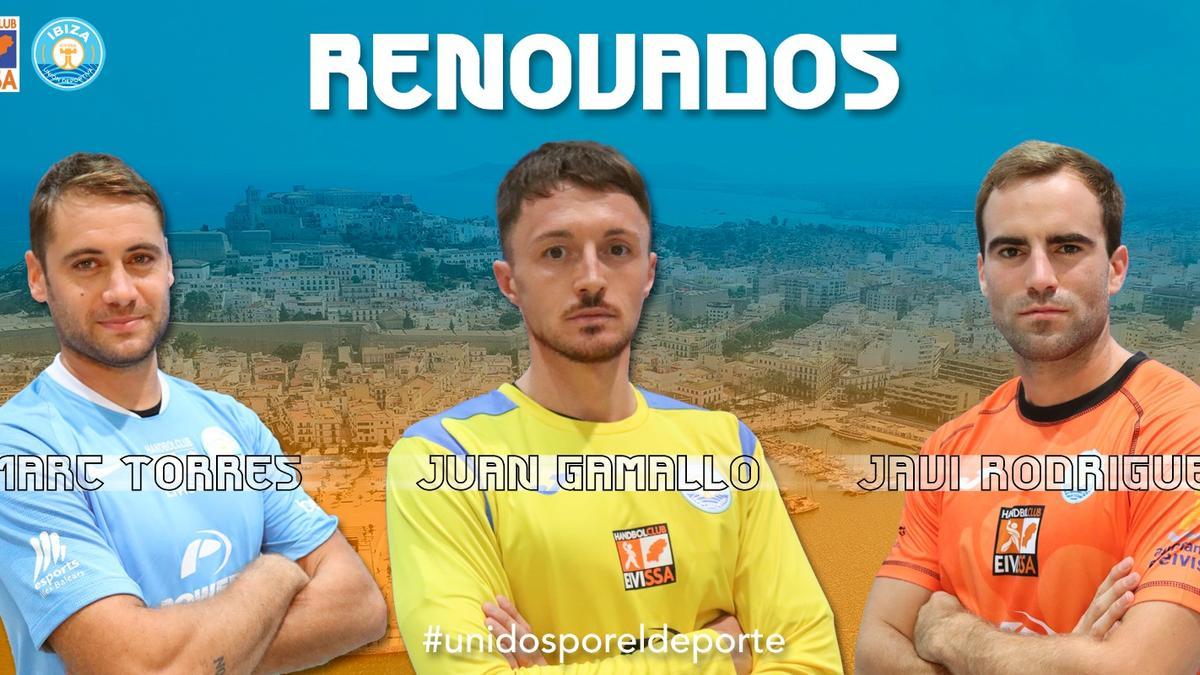 Fotomontaje del club para anunciar las renovaciones de Torres, Gamallo y Rodríguez.