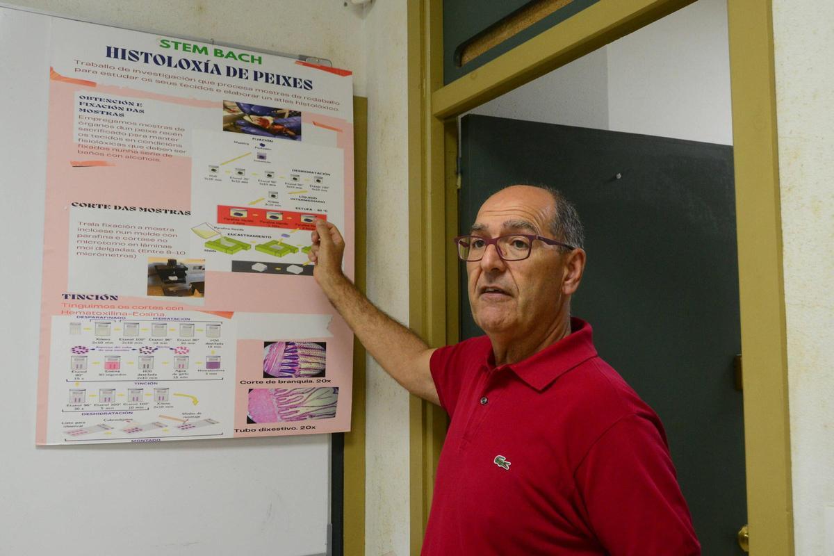 Carlos Chapela, explicando ayer en el laboratorio del centro.
