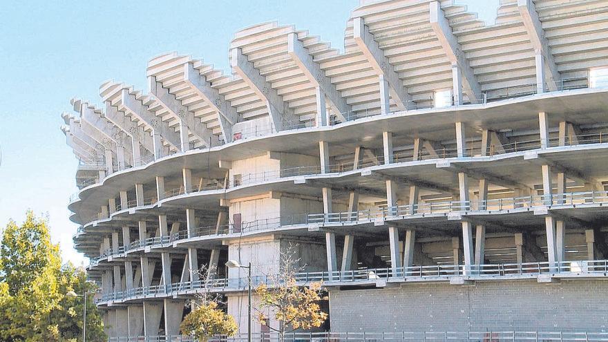 Aspecto actual del Nuevo Mestalla, cuya construcción se paralizó en 2009.