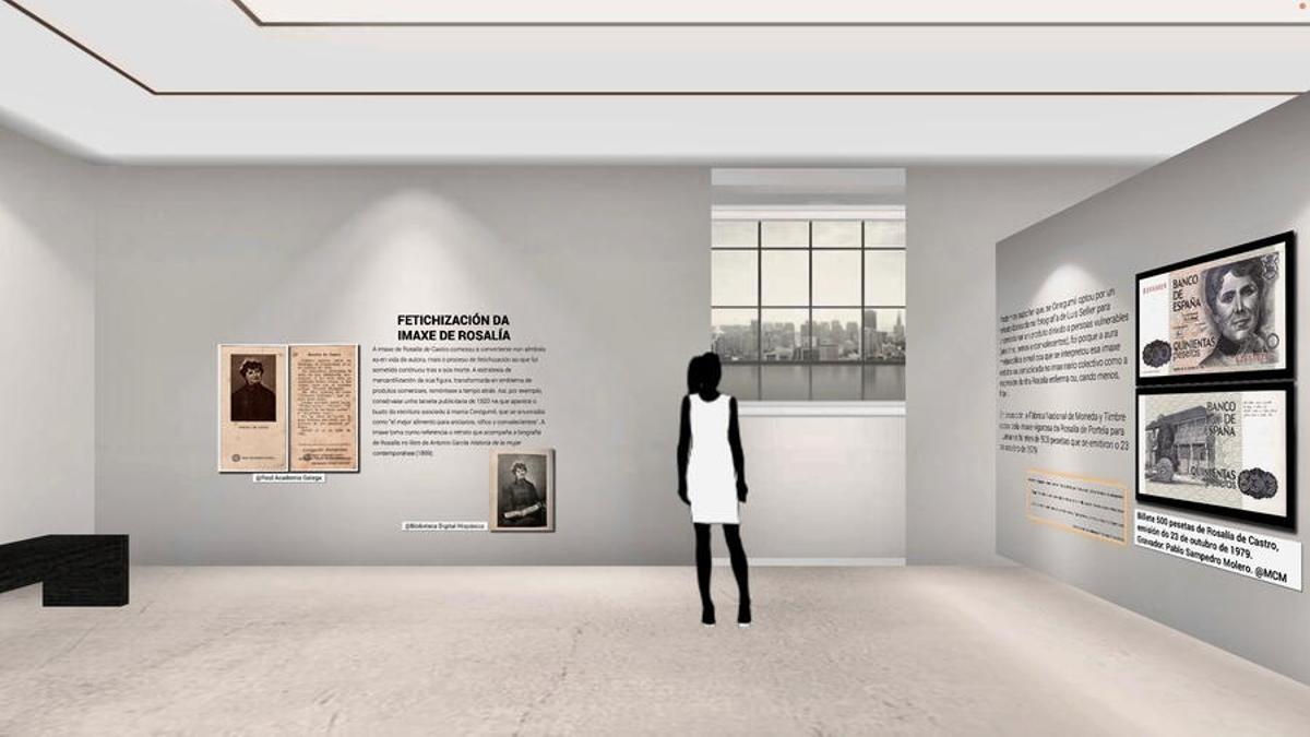 Detalle do percorrido virtual polo Museo virtual de iconografía de Rosalía de Castro.