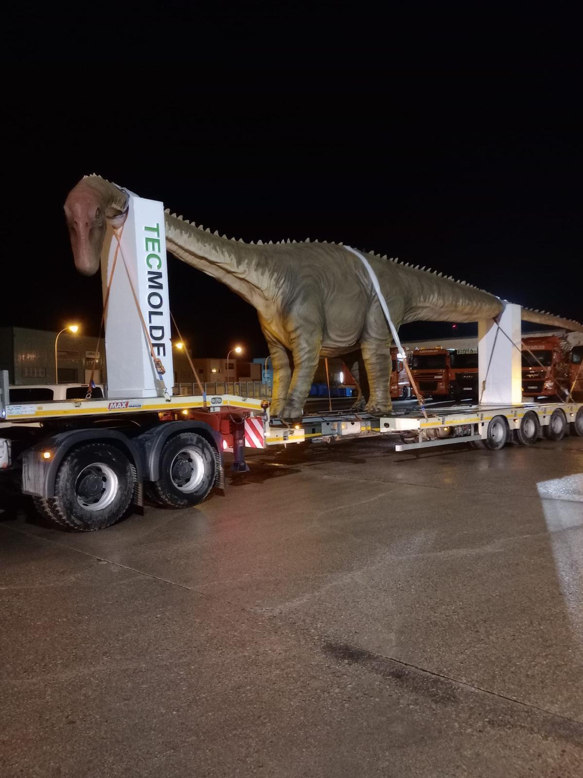 El traslado del gigantesco diplodocus.