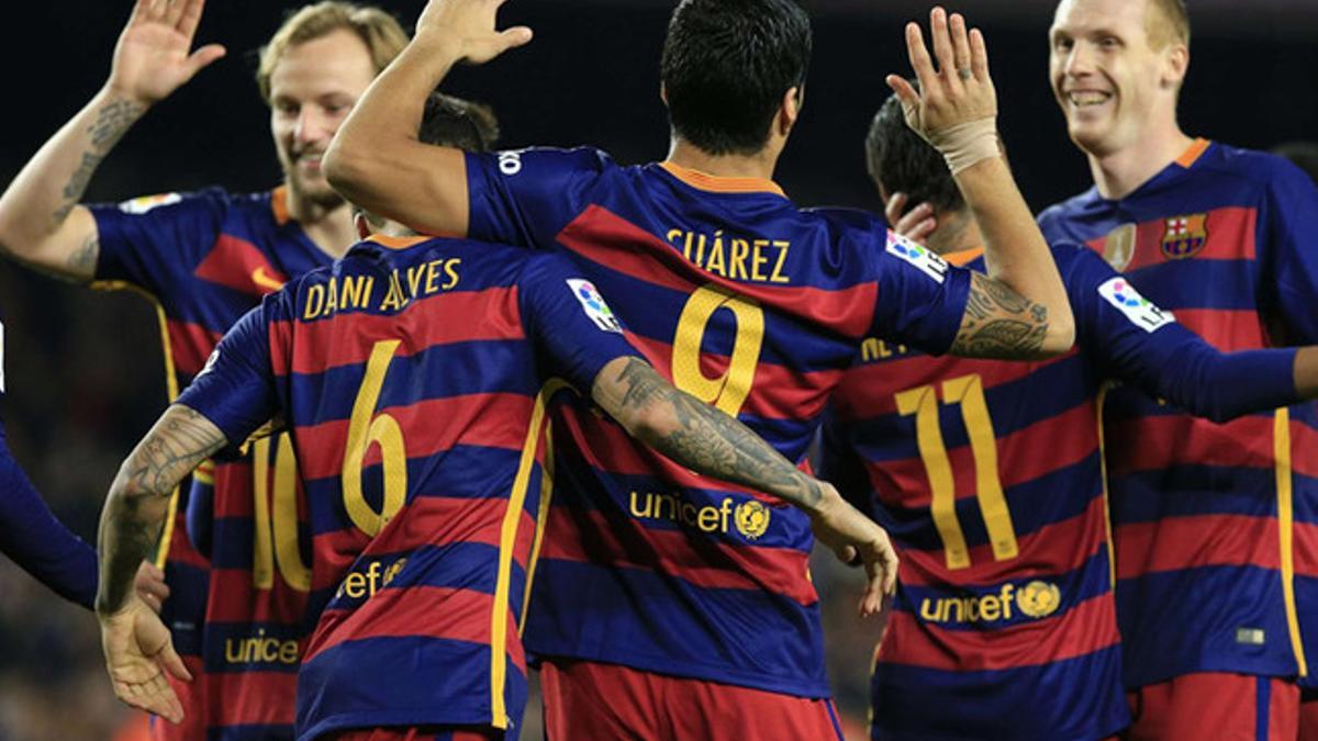 Los jugadores del Barça celebrando un gol