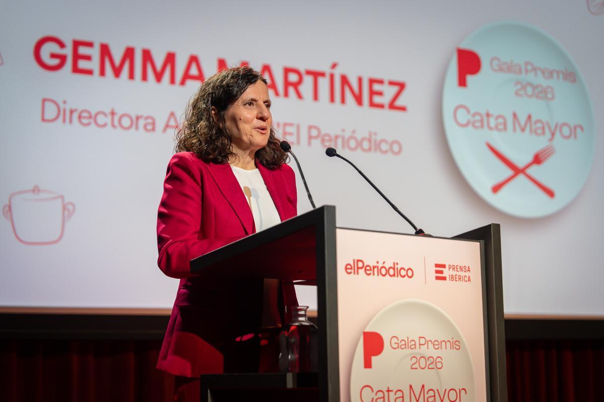 Gemma Martínez, directora adjunta de EL PERIÓDICO, durante su intervención ante los asistentes de los premios Cata Mayor.