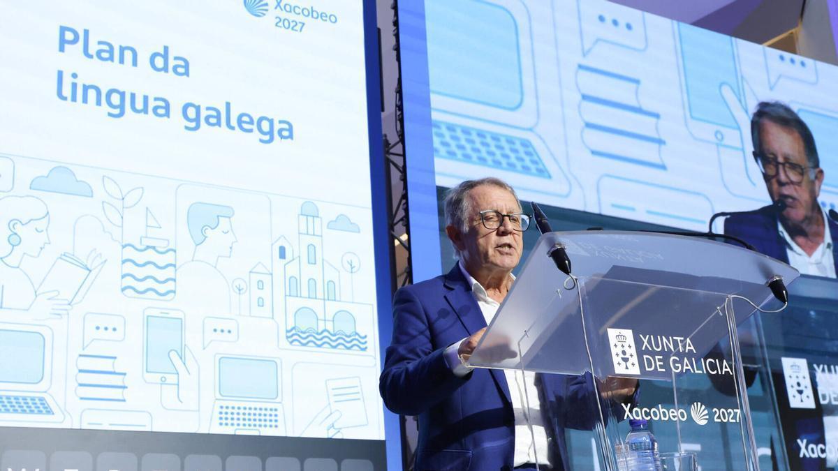 FARO SANTIAGO. EL CONSELLEIRO DE CULTURA EN LA PRESENTACION DEL PLAN GENERAL DE NORMALIZACION DE LA LENGUA GALLEGA 2026.XOAN ALVAREZ