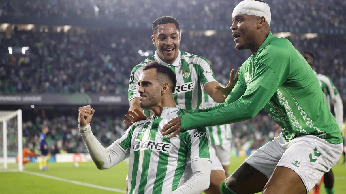 Juanmi celebra su gol ante el Celje.