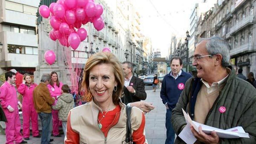 Rosa Díez, en Vigo, durante la última campaña electoral.
