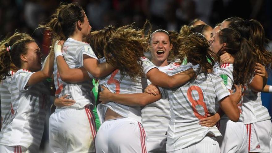 Las jugadoras españolas celebran el pase a la final del Mundial.