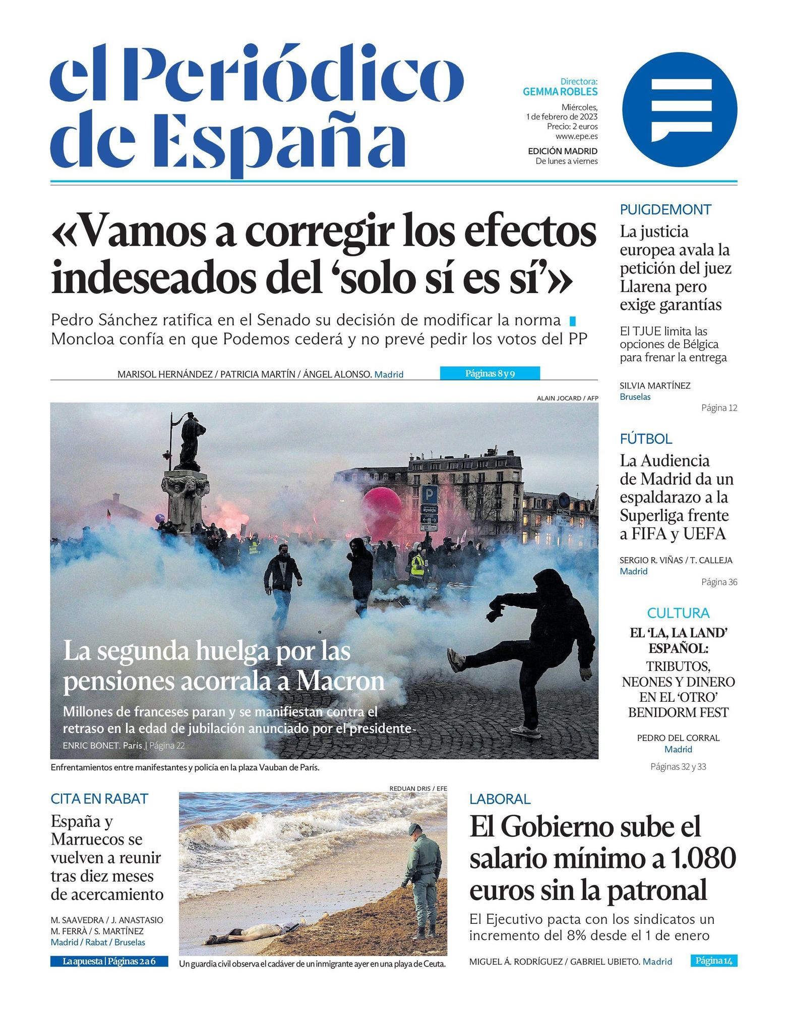 EL PERIÓDICO DE ESPAÑA de hoy miércoles 1 de febrero de 2023