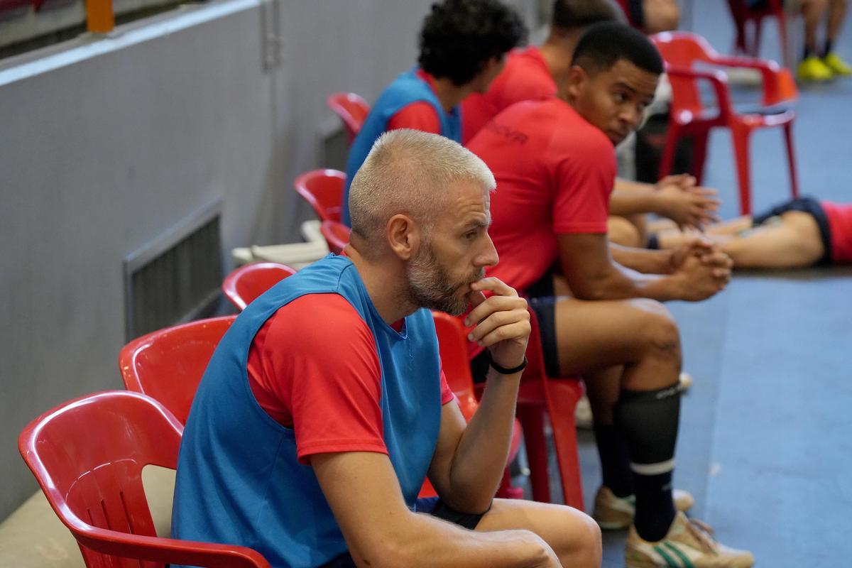 Miguelín, en un entrenamiento en el Palacio de Deportes Vista Alegre.