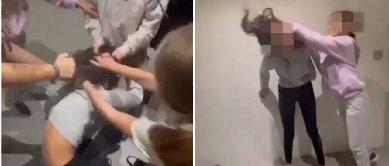 Capturas del vídeo donde la niña de 11 años es agredida por siete menores en Benejúzar