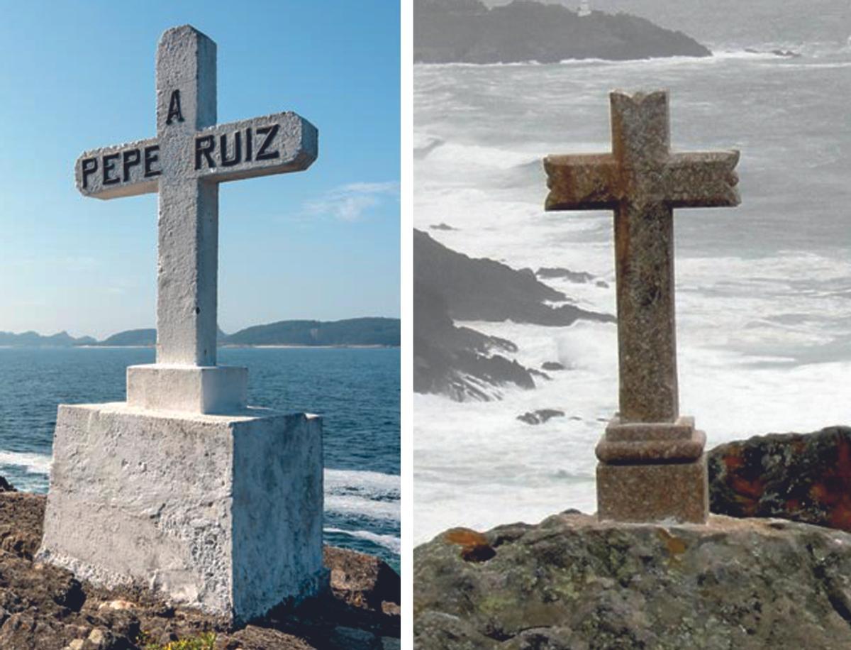 Cruces de Punta Robaleira o do Cabelo que lembran a vitimas do mar na Costa da Vela.