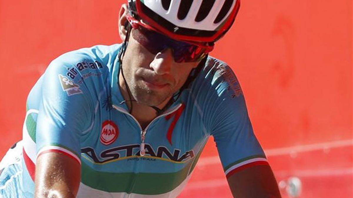 Nibali, a su llegada a la línea de meta