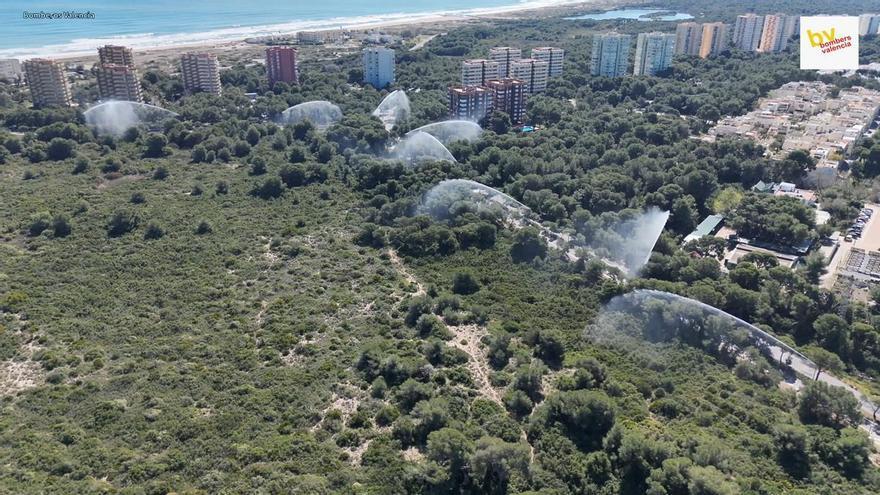 Los cañones anti incendios del Saler, a vista de dron