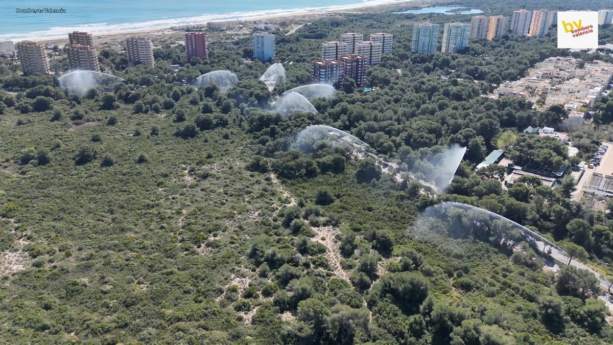 Los cañones anti incendios del Saler, a vista de dron