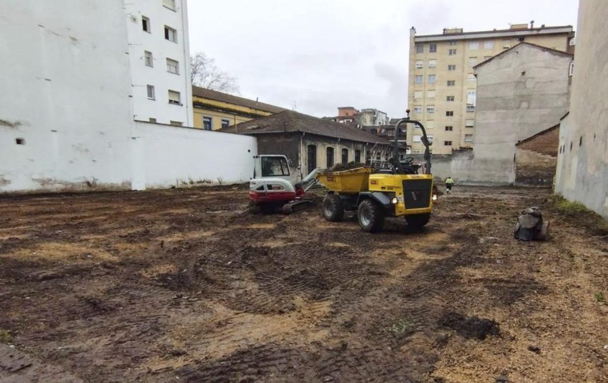 La obra del aparcamiento en La Felguera. |