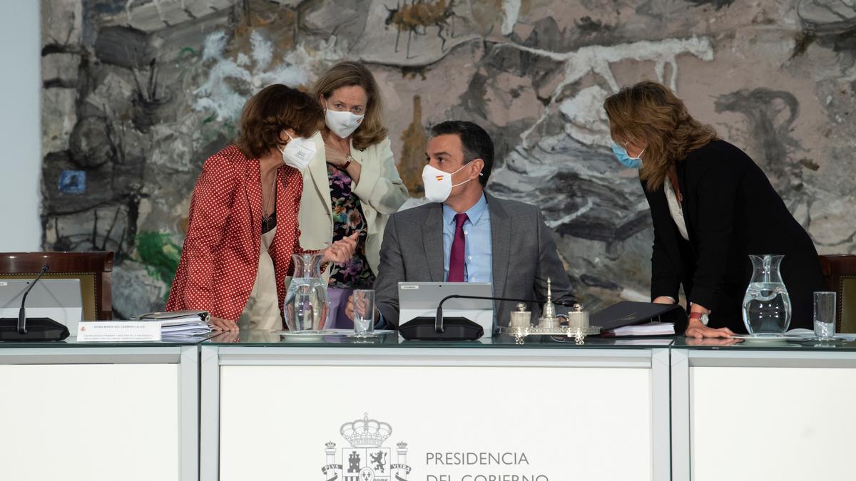 Pedro Sánchez, durante el Consejo de Ministros que ha aprobado los indultos del 'procés'.