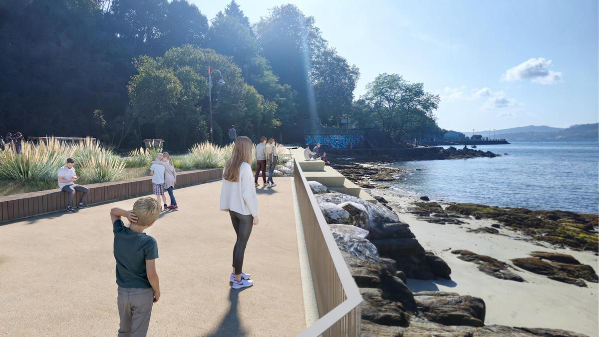 Así quedará la barandilla y las zonas ajardinadas.