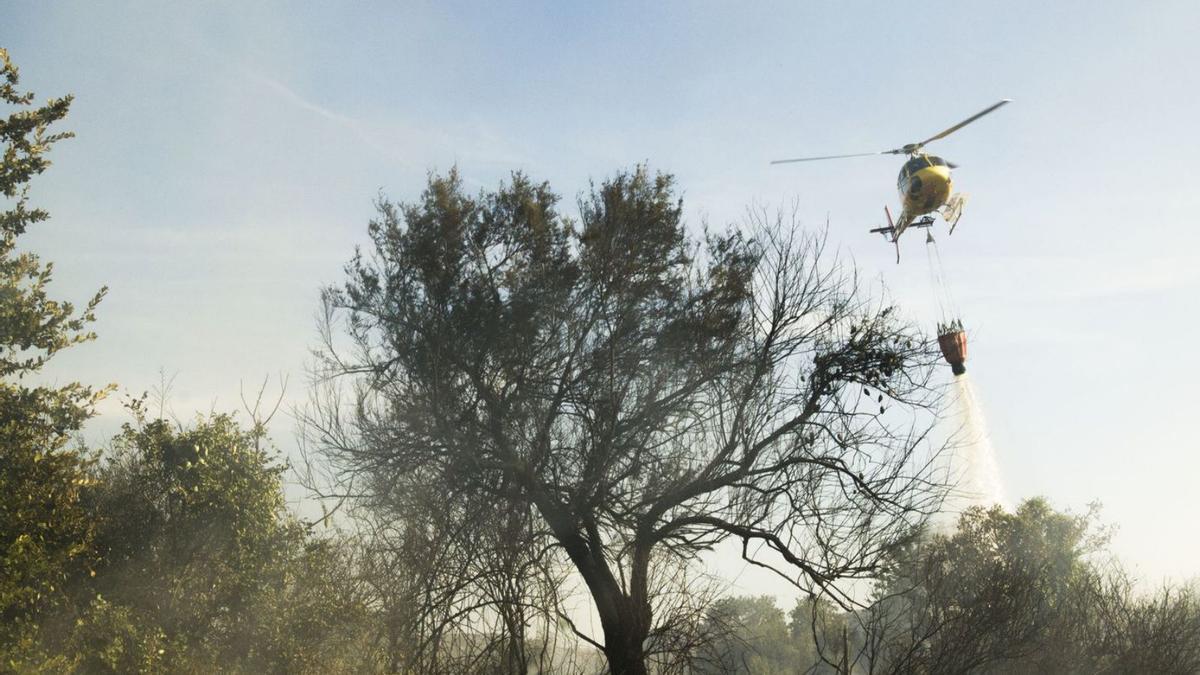 Un helicòpter, en un incendi forestal el setembre passat a Albons. | O.LEZA/E.SAINZ DE INSCHAUSTEGUI