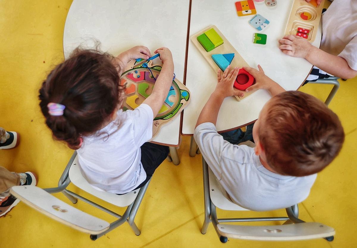 Alumnos de 0 a 3 años del colegio César Manrique, en Santa Cruz de Tenerife.