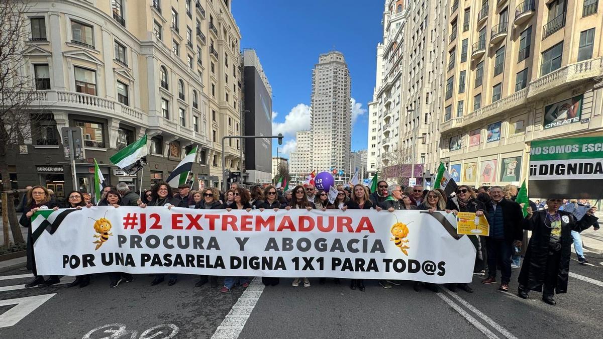 Mutualistas extremeños manifestándose en Madrid el pasado mes de febrero.