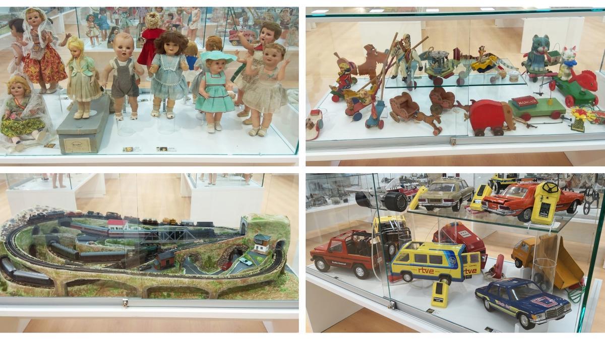 Entre los cerca de 2.000 juguetes que ofrece la exposición del Museu del Joguet hay muñecas, maquetas de tren, arrastres de caballos o vehículos clásicos en sus vitrinas.