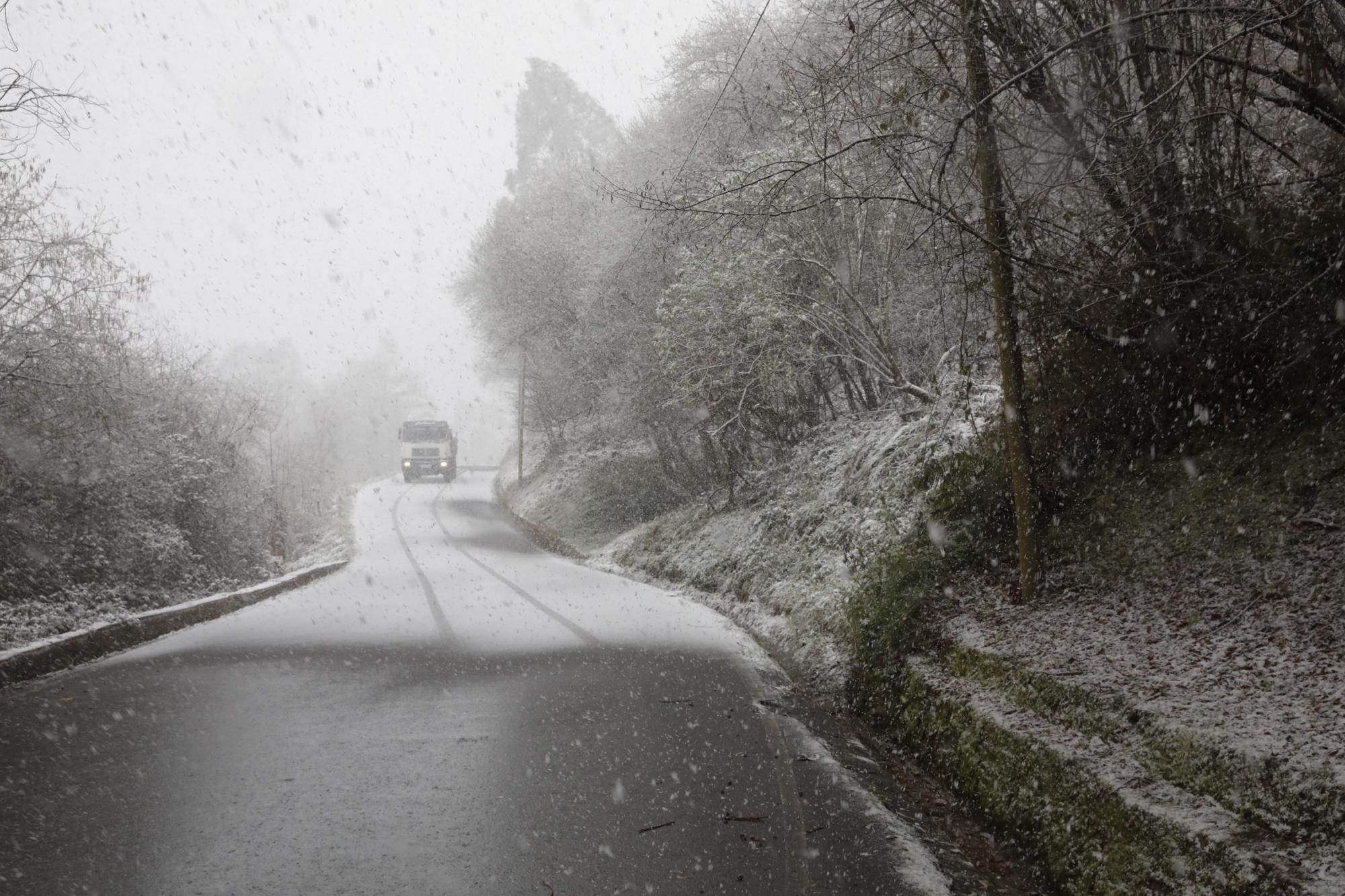 En imágenes: La borrasca Juliette llena de nieve parte de la zona rural de Gijón