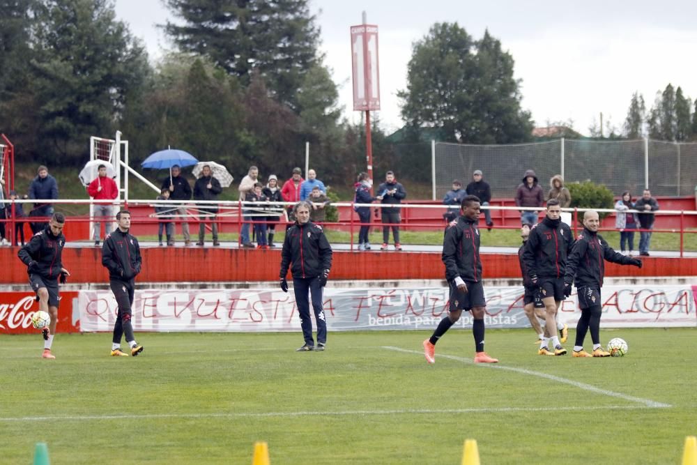 Entrenamiento del Sporting antes del partido contra el Athletic