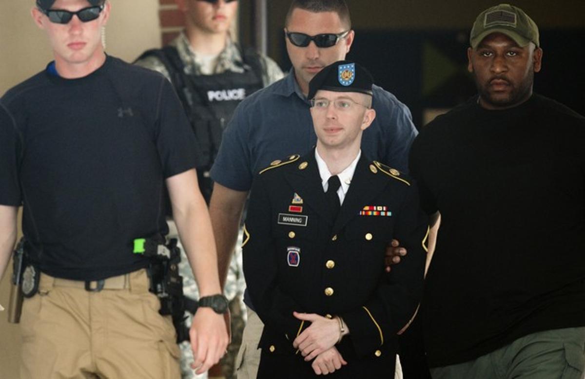 El soldat Bradley Manning, després de l’última sessió del judici.