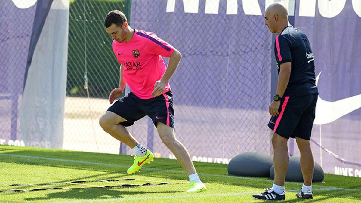 Thomas Vermaelen, durante un entrenamiento del Barça en la ciudad deportiva de Sant Joan Despí