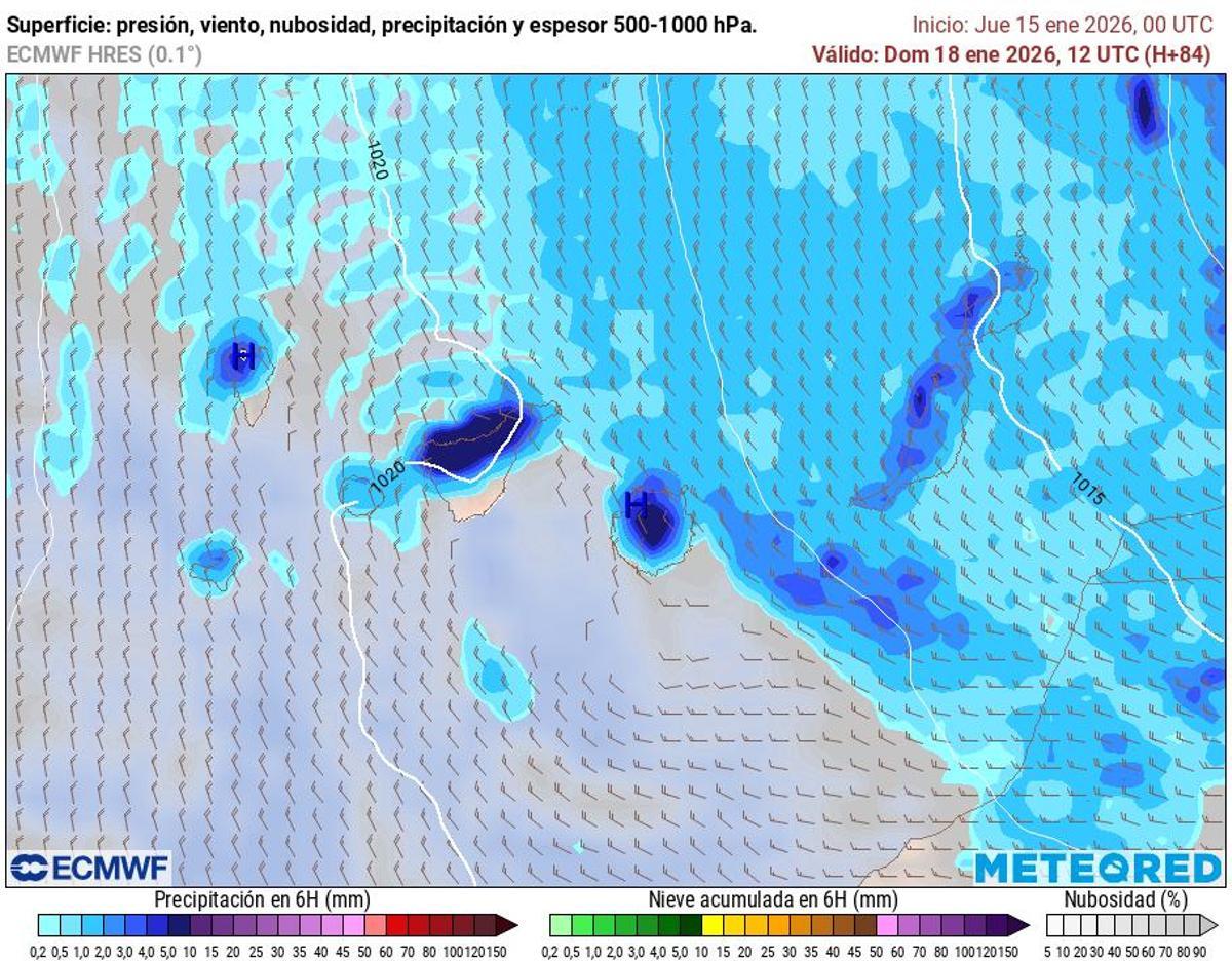 Modelo ECMWF para el domingo 17 de enero